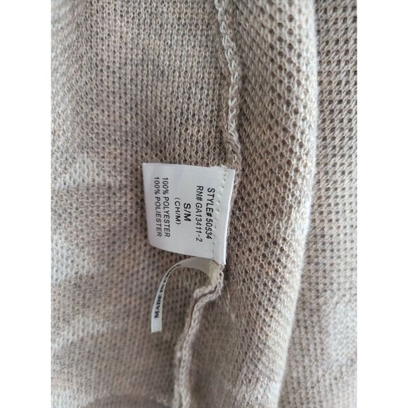 Bajee Collection By Becool Cardigan S/M Womens Tan White Long Sleeve Boho - Picture 6 of 6